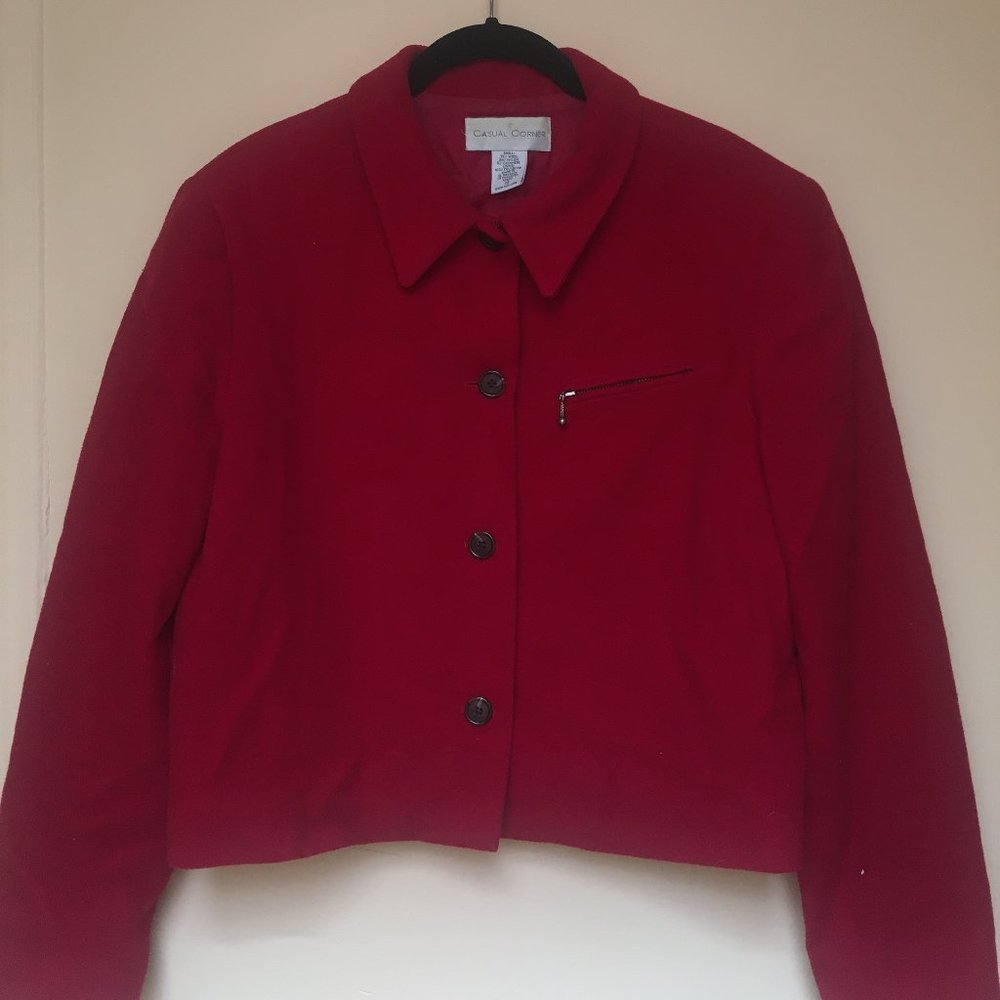 Creamy red wool-cashmere blend jacket